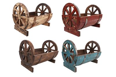 Half Barrel Wooden Storage Rack-Garden-17x13H inch-Farmhouse-4 Colors-