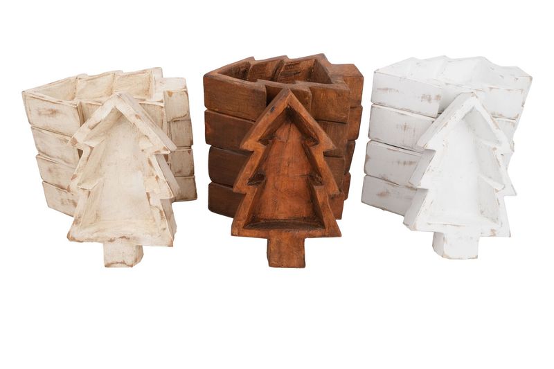 Super Mini Christmas Tree-Dough Bowl-Farmhouse-Candle Ready-5x8 inches-3 Color Choices