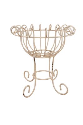 La Salle Farmhouse Metal Planter Basket-WH-15x16H inches-White