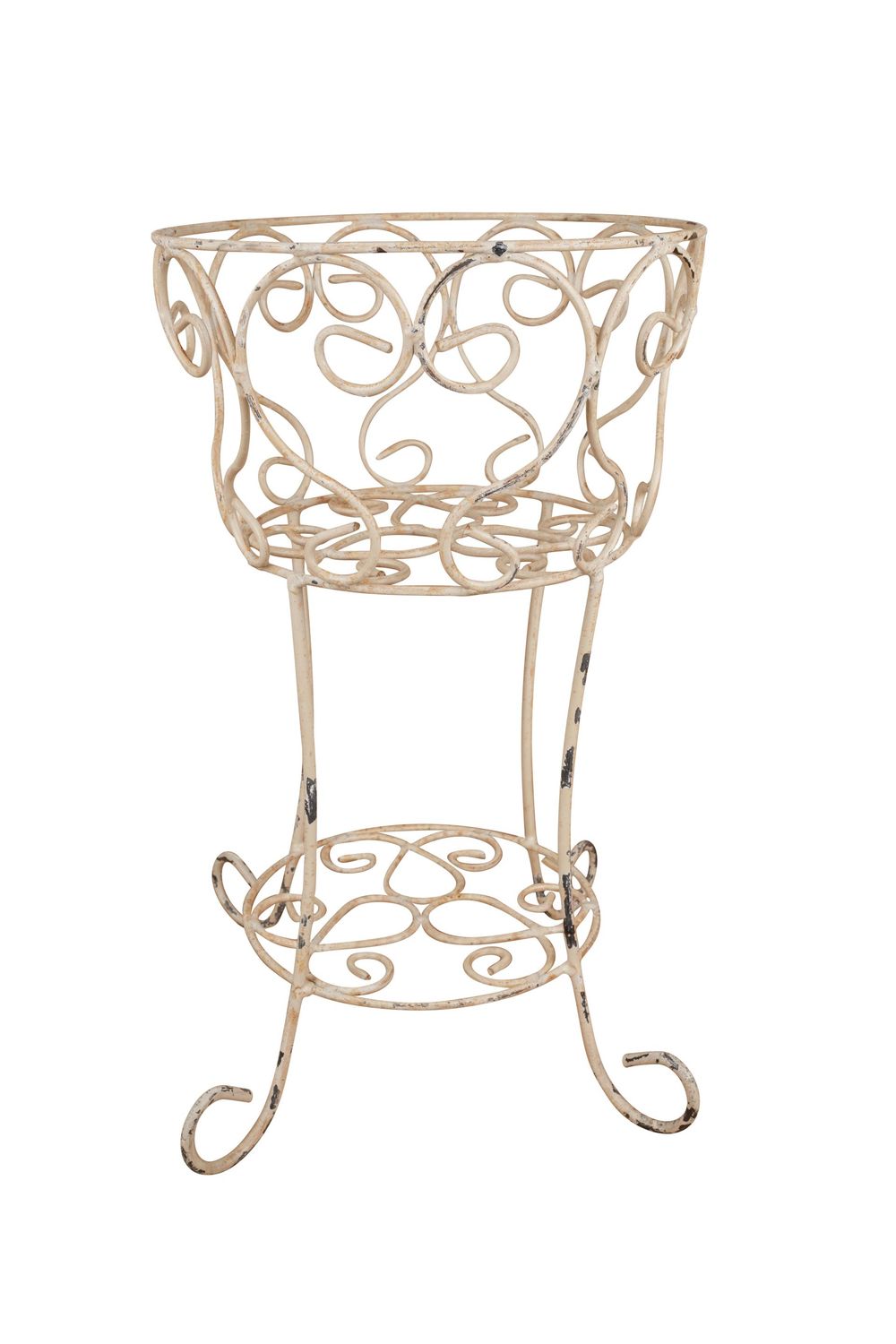 Laurel Farmhouse Metal Planter Basket-WH-13x22H-Laurel-White