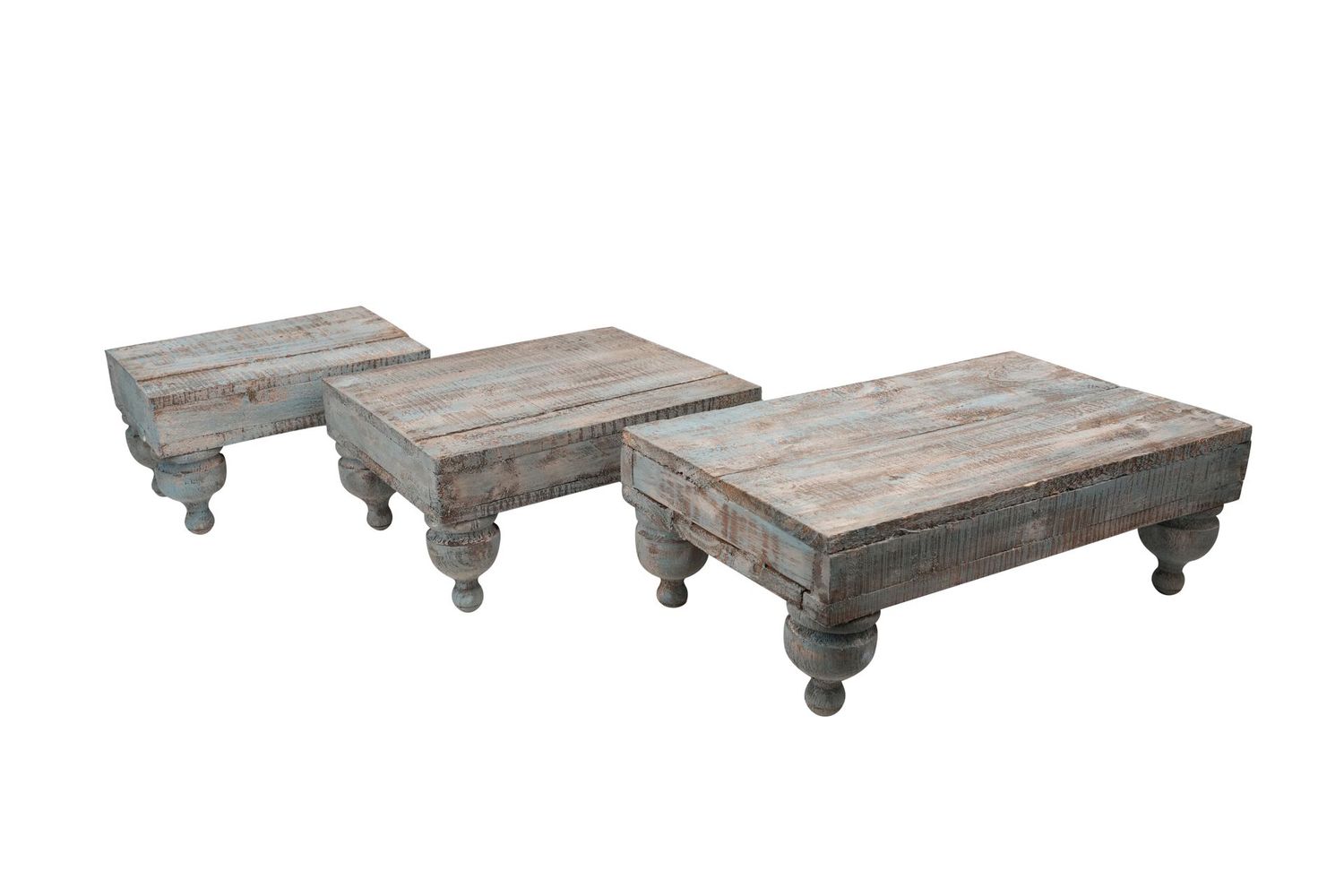 Chula Cake Table Set of  3--Display-Reclaimed Wood-Table Riser-Turquoise