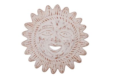 Cheeky Clay Sun-13 in-Hand Painted-Garden Wall Decor-White