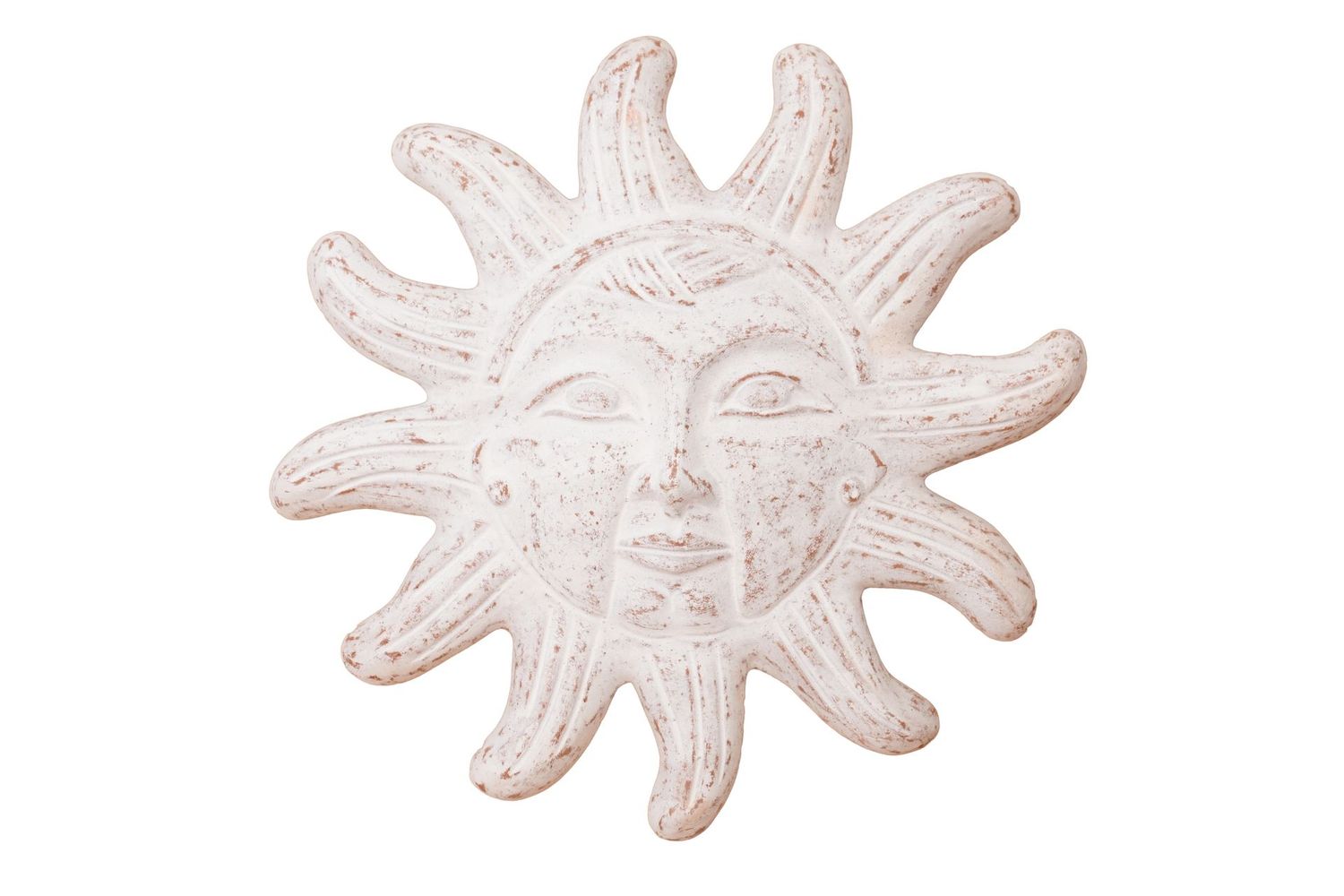 Clay Sun-12 inch-Farmhouse-Hand Painted-Garden Decor-White Clay Sun-12 inch-Farmhouse-Hand Painted-Garden Decor-White