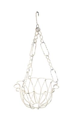 Terrytown Hanging Iron Planter Garden Basket-17x33 inches-White