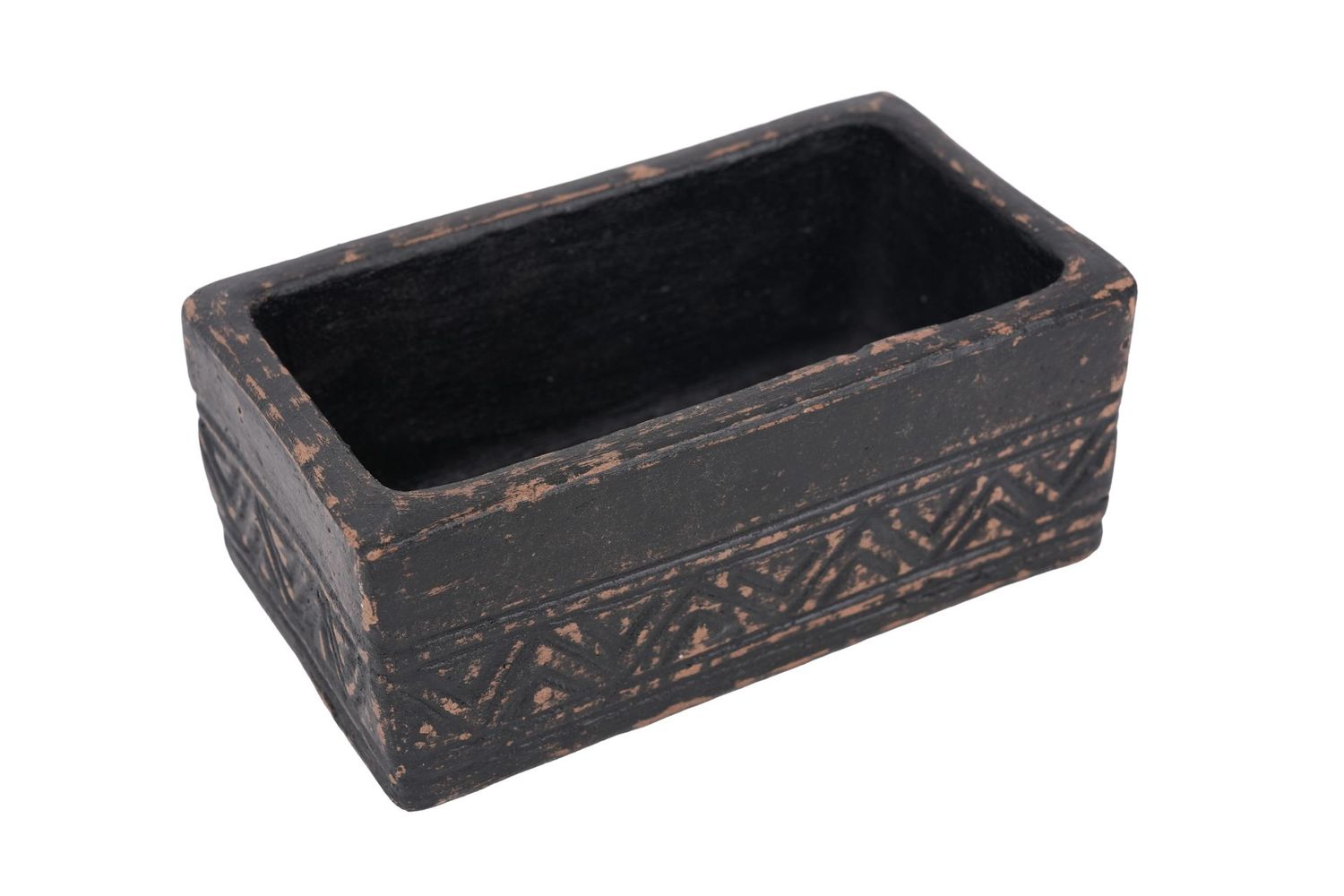 Aztec Clay Candle Vessel-Candle Ready-4.5x8 inches-2 Color Choices Aztec Clay Candle Vessel-Candle Ready-4.5x8 inches-2 Color Choices, Colors: Black