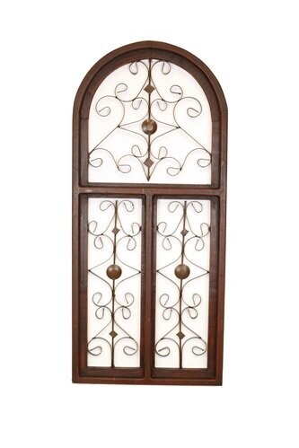 Barcelona Wall Decor Window-Wood-Four Colors-20x44 inches, Colors: Red