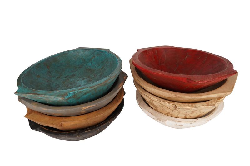 Chubster Round Dough Bowl With Handles-Carved-13-15 inches