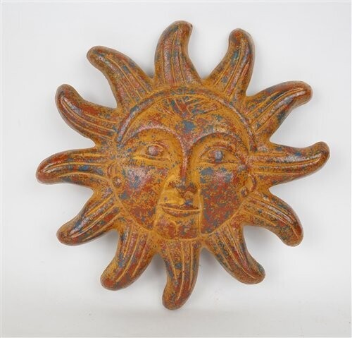 Clay Sun-12 inch-Hand Painted-Garden Decor, COLOR: Red