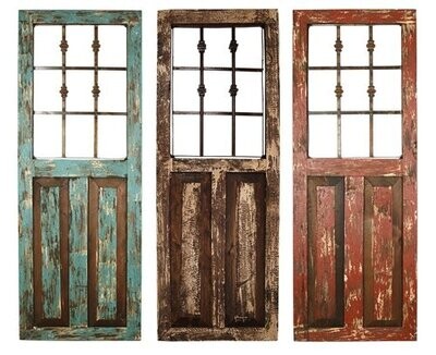 CLEARANCE-Durango Wall Decor Wood and Iron Window-3 Colors-18x48