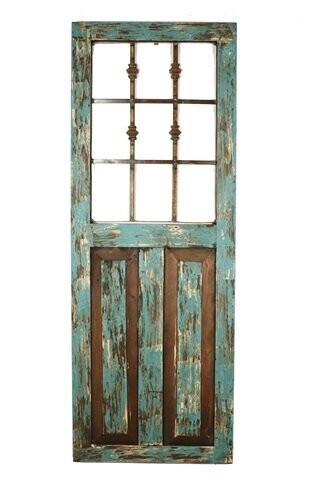 CLEARANCE-Durango Wall Decor Wood and Iron Window-3 Colors-18x48, Colors: Turquoise