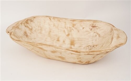 Heartland Wooden Farmhouse Rustic Carved Dough Bowl-9x20 inches Heartland Wooden Farmhouse Rustic Carved Dough Bowl-9x20 inches, Colors: Antiqued White