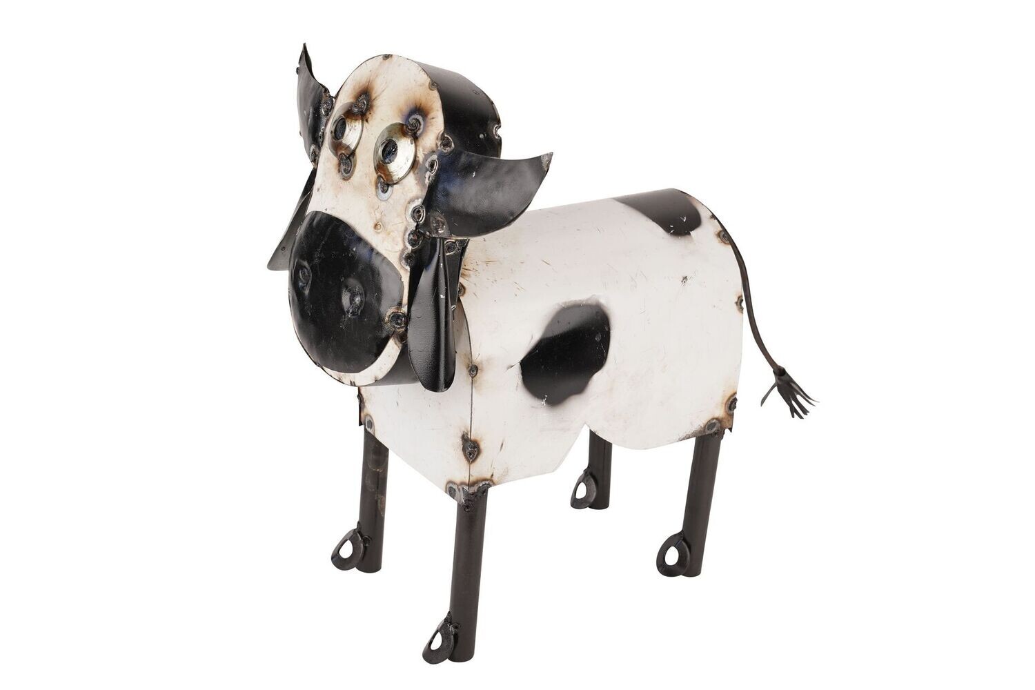 Farmhouse Metal Cow-Garden-Yard Art-Farmhouse-Cow-Black and White Farmhouse Metal Cow-Garden-Yard Art-Farmhouse-Cow-Black and White, SIZE: Mini- 7W x 9L x 10H