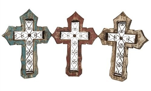 San Antonio Handmade Wall Scroll Cross-Rustic-18x26 Inches
