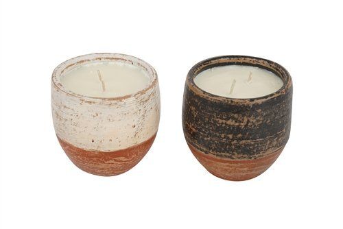 Two Tone Santa Fe Jar-Clay Candle Vessel-Rustic-Two Colors