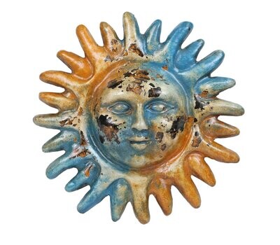 Old World Clay Sun-Hand Painted-Garden-Wall-14 inches Old World Clay Sun-Hand Painted-Garden-Wall-14 inches