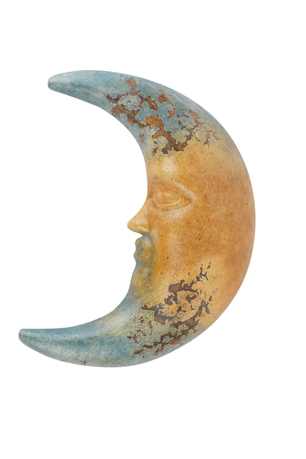 Old World Clay Moon-Hand Painted-Garden-Wall-10x13x2 inches