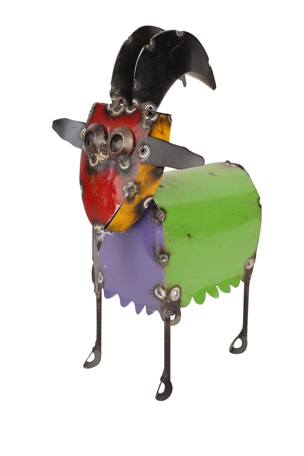 Colorful Galapagos Metal Billy Goat-Garden-Yard Art-Two Sizes-Colorful Colorful Galapagos Metal Billy Goat-Garden-Yard Art-Two Sizes-Colorful, SIZE: Mini: 5Wx 11L x 15H