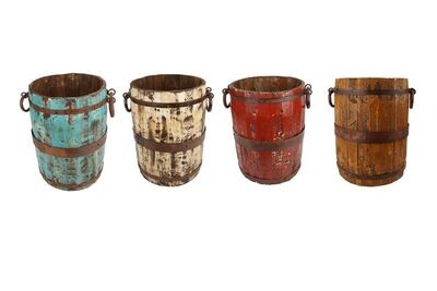 Small Rustic Trim Bucket-13.5W x 13H inches-Farmhouse-Small Bucket Small Rustic Trim Bucket-13.5W x 13H inches-Farmhouse-Small Bucket
