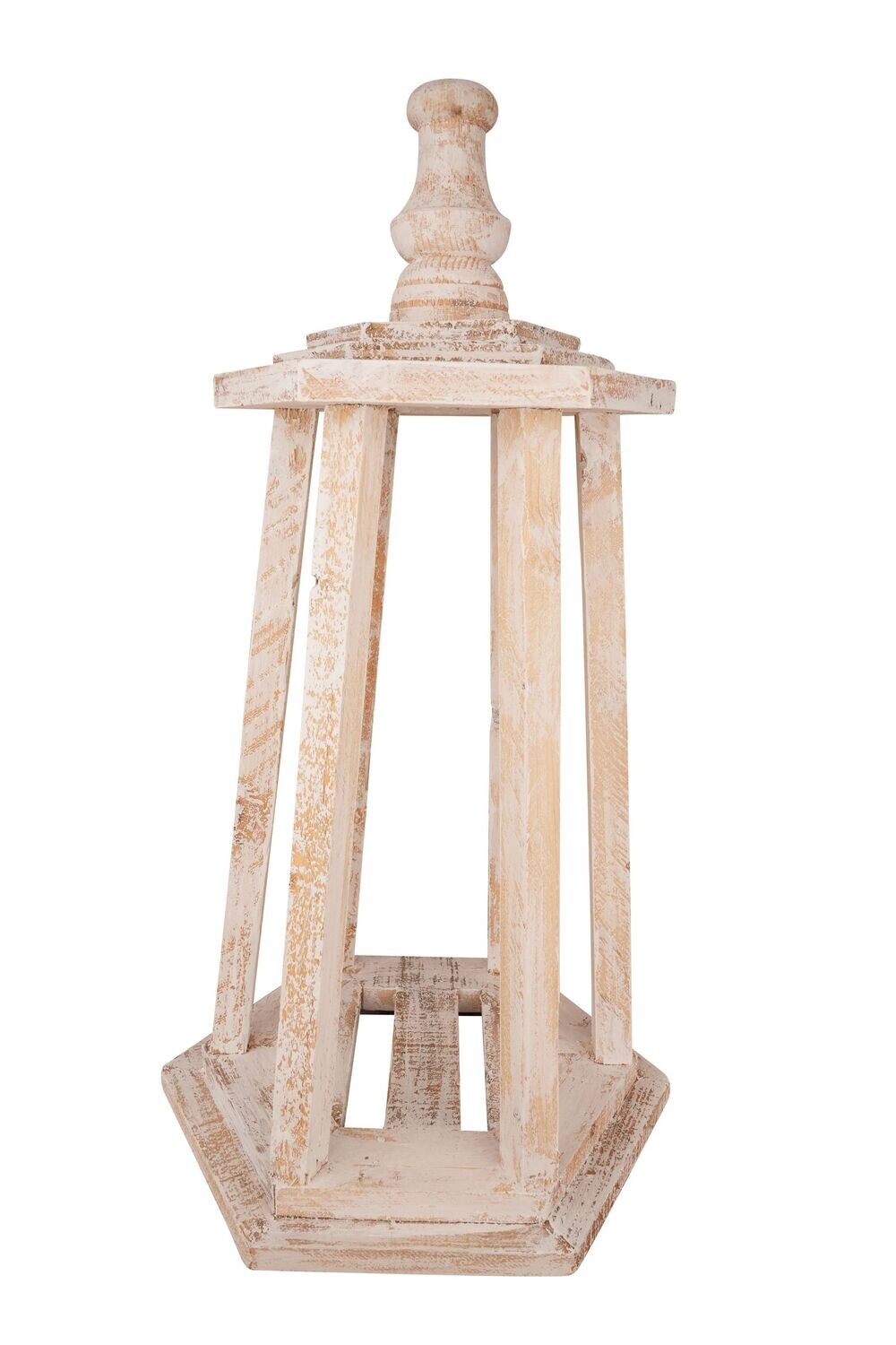 CLEARANCE-Biscayne Farmhouse Wood Lantern-Shabby White-12x27 inch CLEARANCE-Biscayne Farmhouse Wood Lantern-Shabby White-12x27 inch