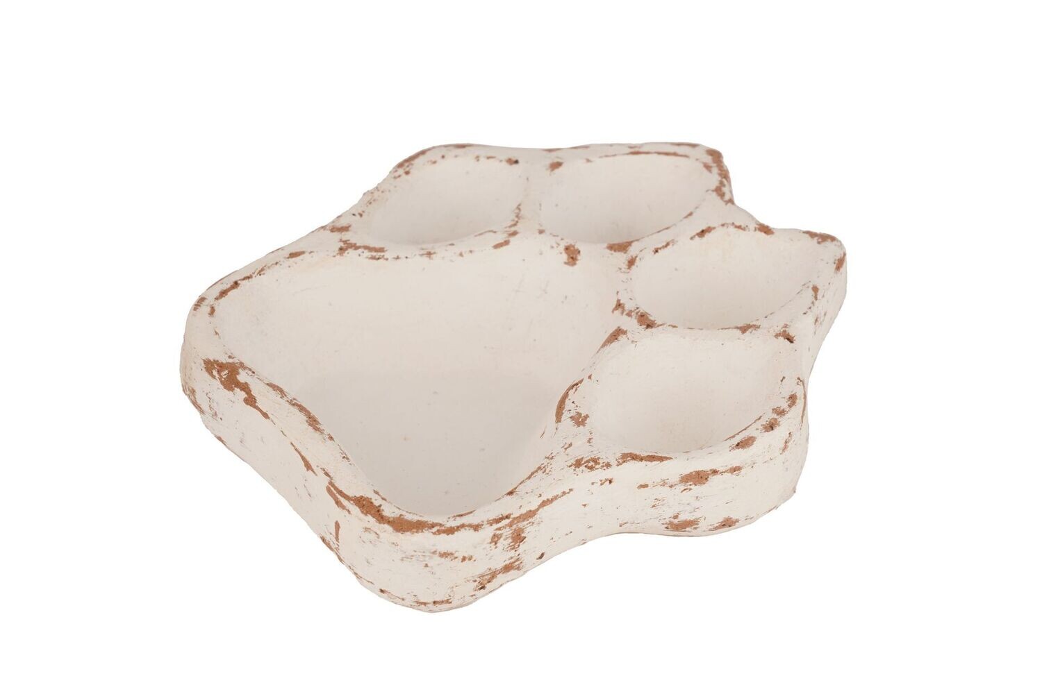 CLEARANCE-Clay Dog Paw Vessel-Bowl-7x8 inches-Handmade-Candle Ready-Exclusive Design-Dog Paw Clay Vessel, COLOR: White