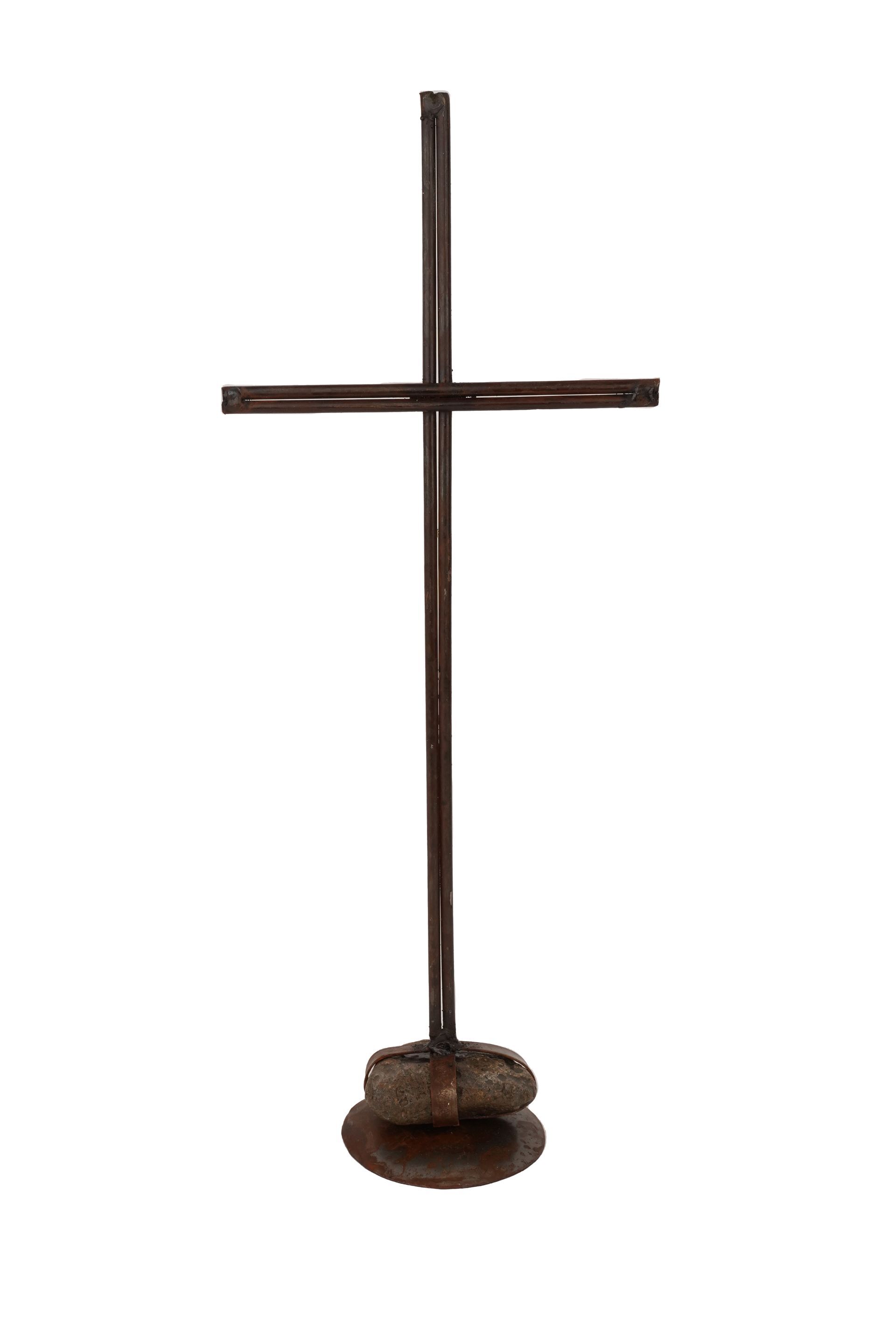 Rock Pedestal Cross Set of 3-Iron-NEW-Handmade-Beautiful
