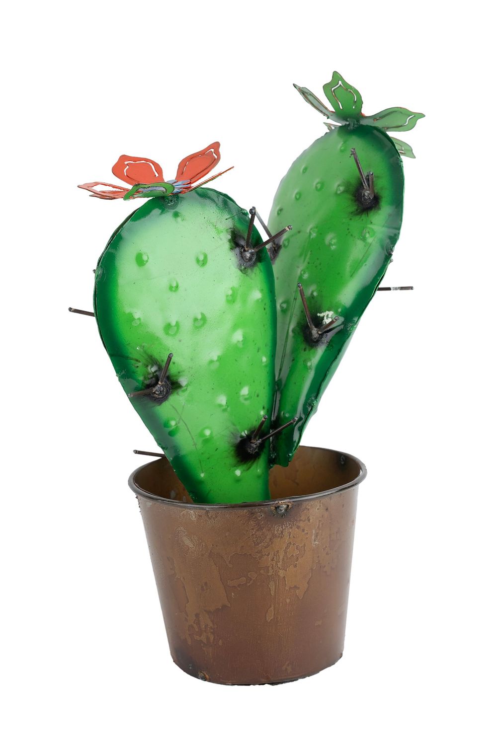 CLEARANCE-Prickly Pear Planter Cactus-Yard Art-12x17H inches CLEARANCE-Prickly Pear Planter Cactus-Yard Art-12x17H inches, Colors: Green