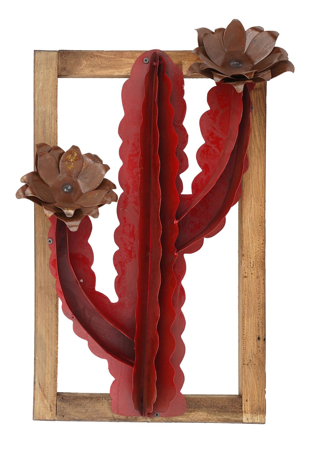 Cave Creek-Metal Cactus Framed Art-Wall Decor-17x22-4 Colors, Colors: Red