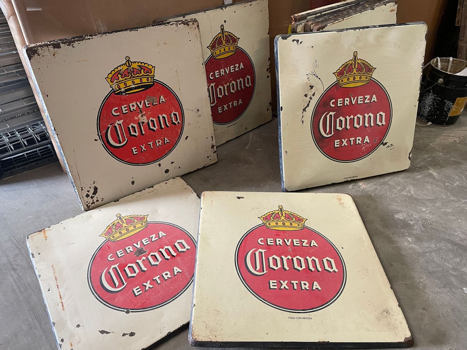Corona Metal Table Porcelain Tops-Mexican-Restaurant-Bar-30x30-Man Cave-Patio Furniture-Vintage