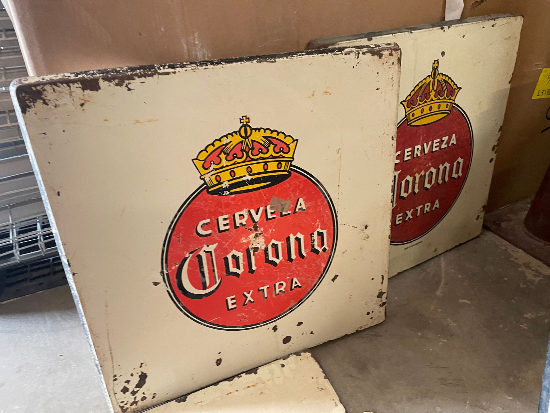 Corona Metal Table Porcelain Tops-Mexican-Restaurant-Bar-30x30-Man Cave-Patio Furniture-Vintage