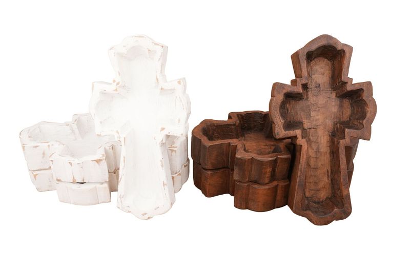 Hope Cross Dough Bowl-6x11 inches-Candle Ready-Two Colors-Hope Cross