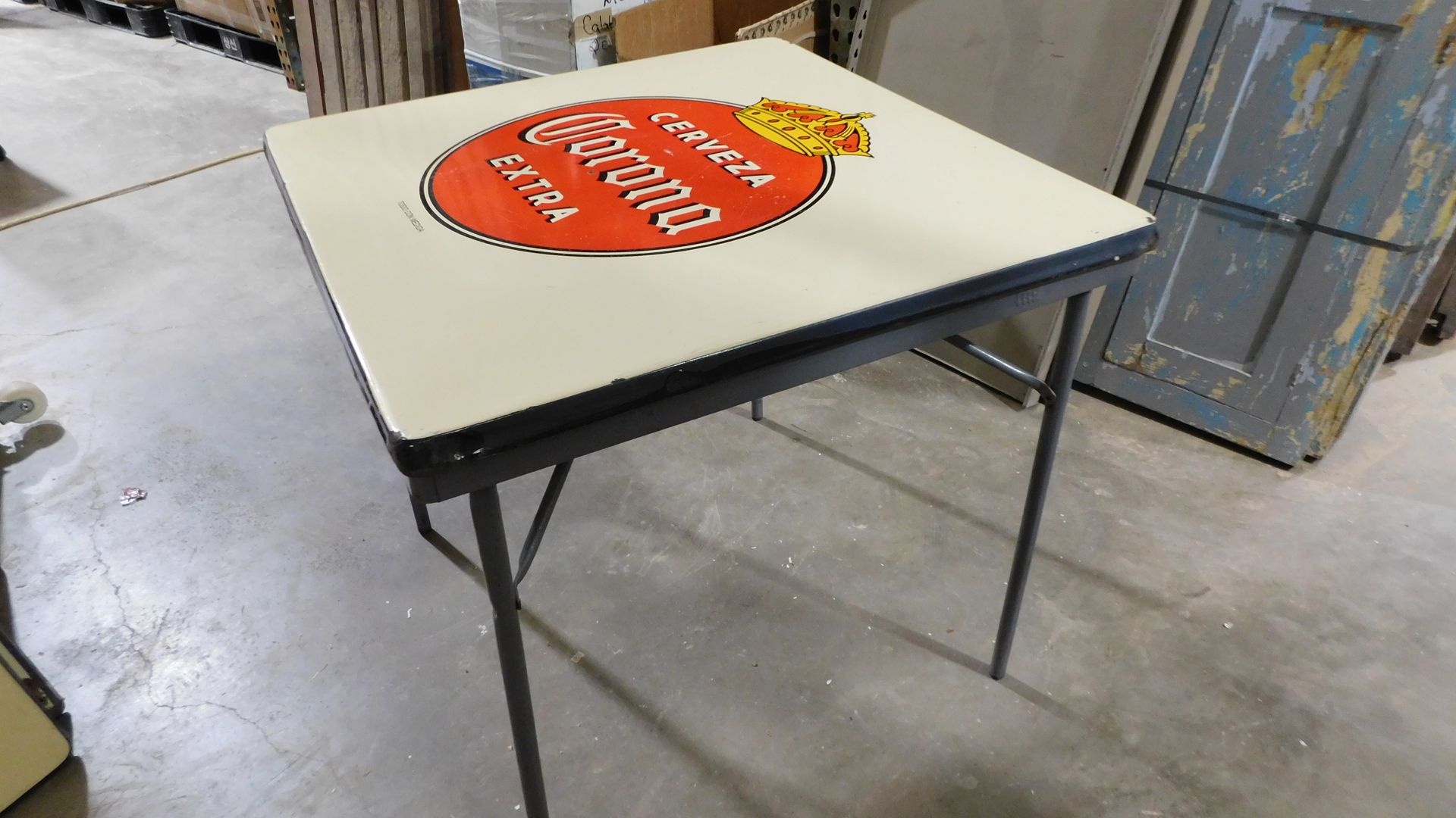 Corona Metal Table With Legs-Mexican-Restaurant-Bar-29x29x28H-Beer-Man Cave-Patio Furniture-Vintage-Corona Table with Legs