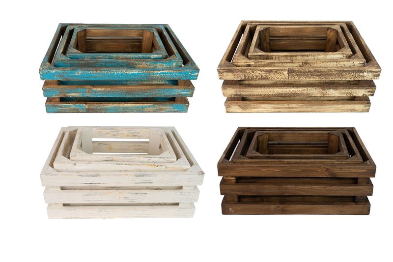 Killian Wood Crate-Store Display-Rustic-Farmhouse-Set of 3-NEW-4 Color Choices