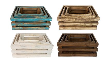 Killian Wood Crate-Store Display-Rustic-Farmhouse-Set of 3-NEW-4 Color Choices