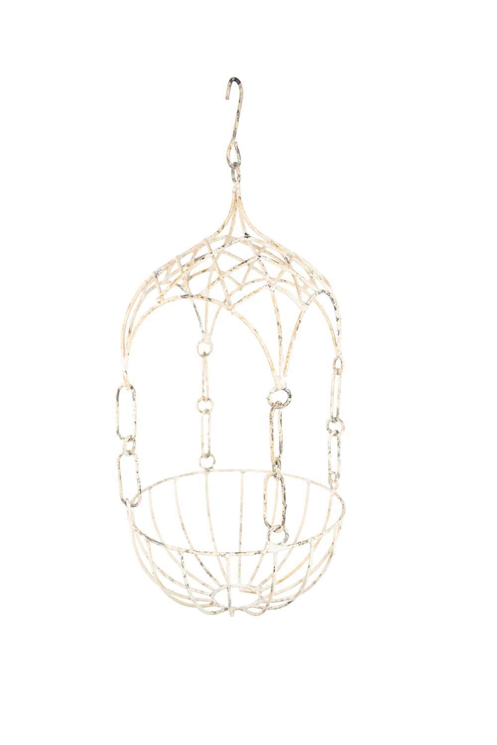 Kingsville Hanging Iron Planter Garden Basket-White-9x27H inches