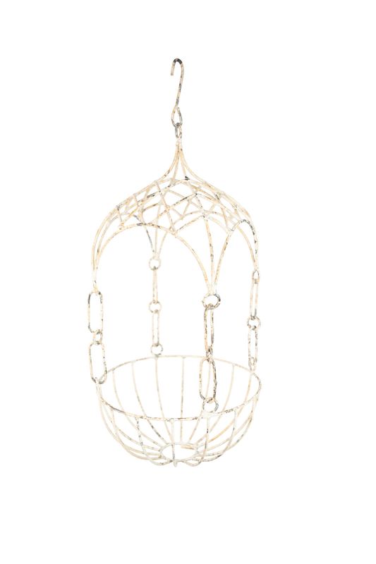 Kingsville Hanging Iron Planter Garden Basket-White-9x27H inches