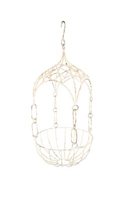 Kingsville Hanging Iron Planter Garden Basket-White-9x27H inches Kingsville Hanging Iron Planter Garden Basket-White-9x27H inches
