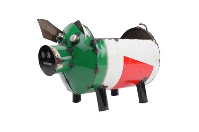 Wendell Garden Reclaimed Metal Pig Planter-Rustic-Handmade-17x12x11H inches-Assorted Colors