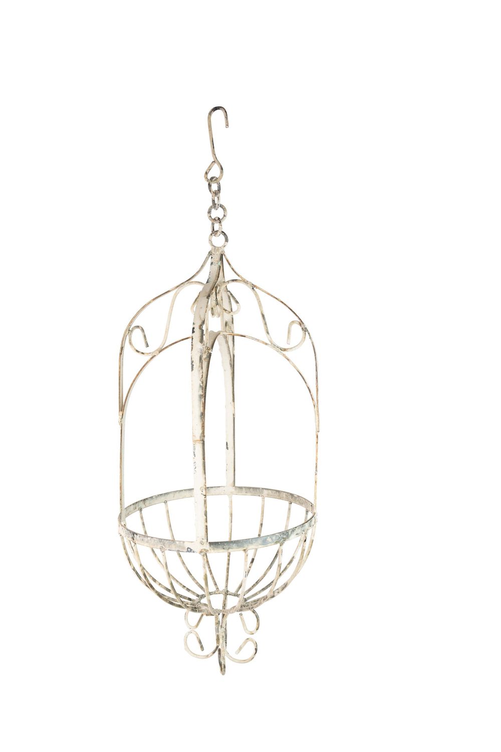 La Belle Hanging Iron Planter Garden Basket-White-9x28H inches