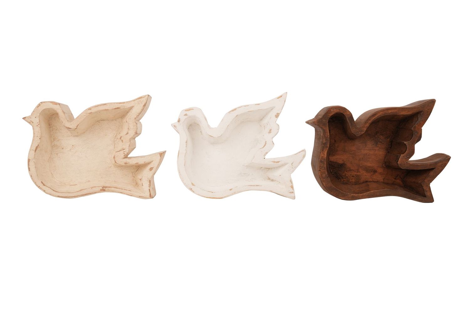 Dove Dough Bowl-7 x 6 x 2 in-Wood-Handmade-Candle Ready-Carved-Waxed-Dove-NEW