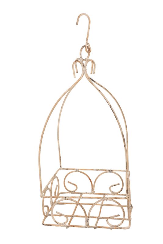 Pendleton Hanging Iron Planter Garden Basket-White-8x16H in