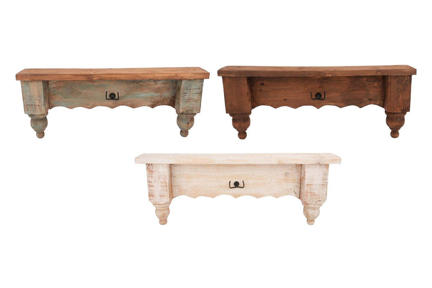Luka Farmhouse-Wooden Wall Shelf-Corbels-24x4x11H inches-3 Colors