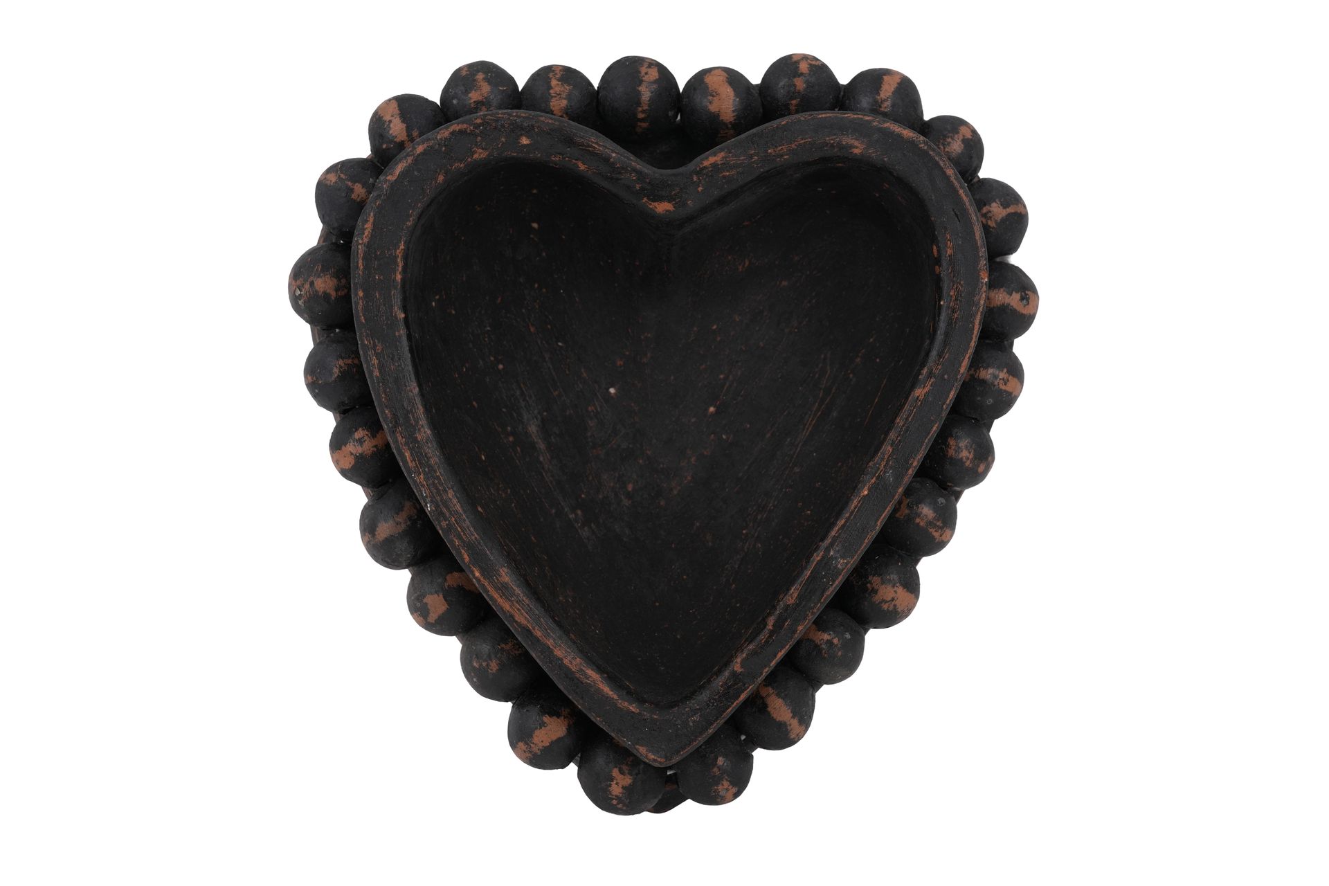 NEW SIZE-Beading Heart™-Candle Ready-Clay Candle Vessel-7 x 7 x 2 inches-Original Design-Black