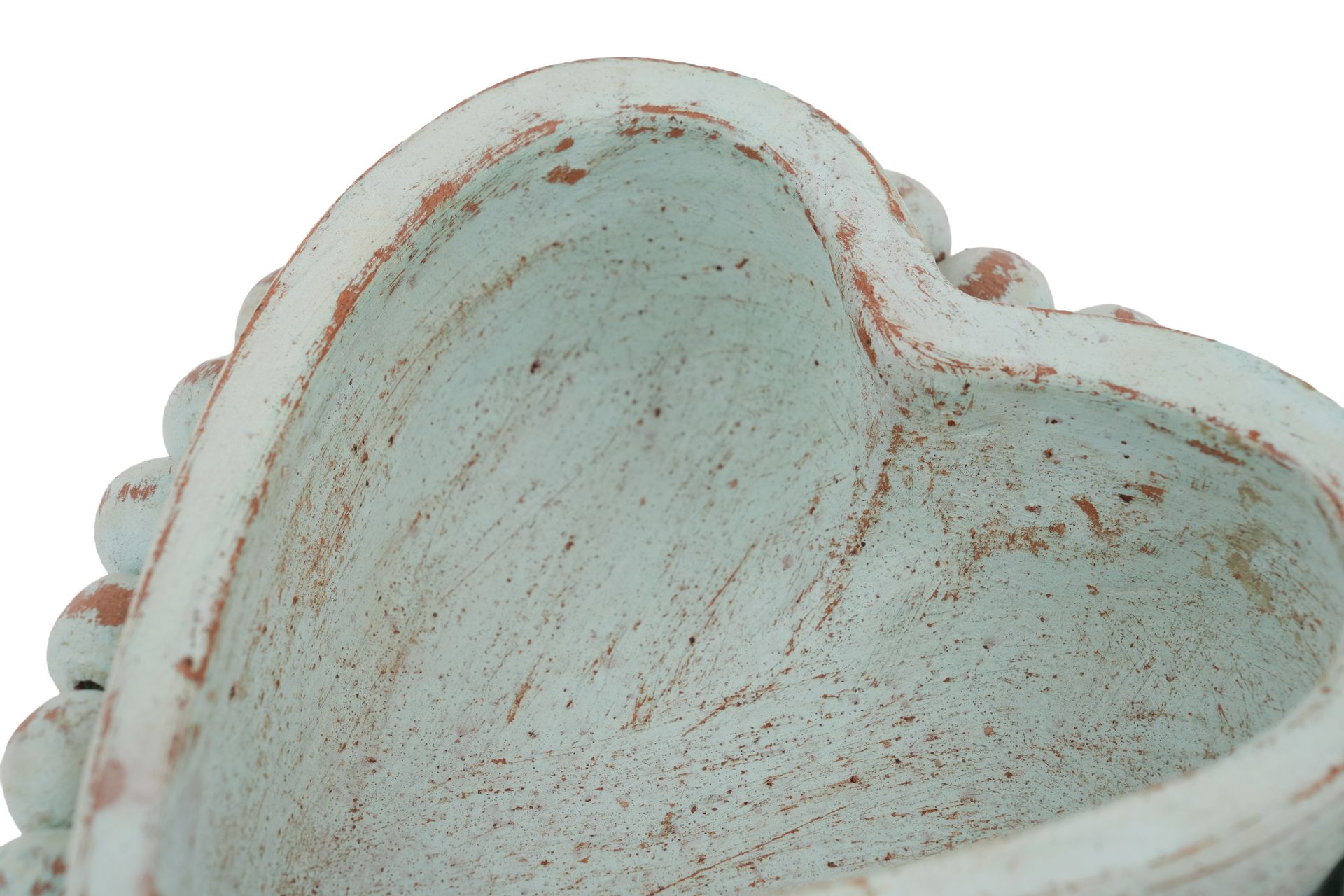 NEW SIZE-Beading Heart™-Candle Ready-Clay Candle Vessel-7 x 7 x 2 inches-Original Design-Mint Mist