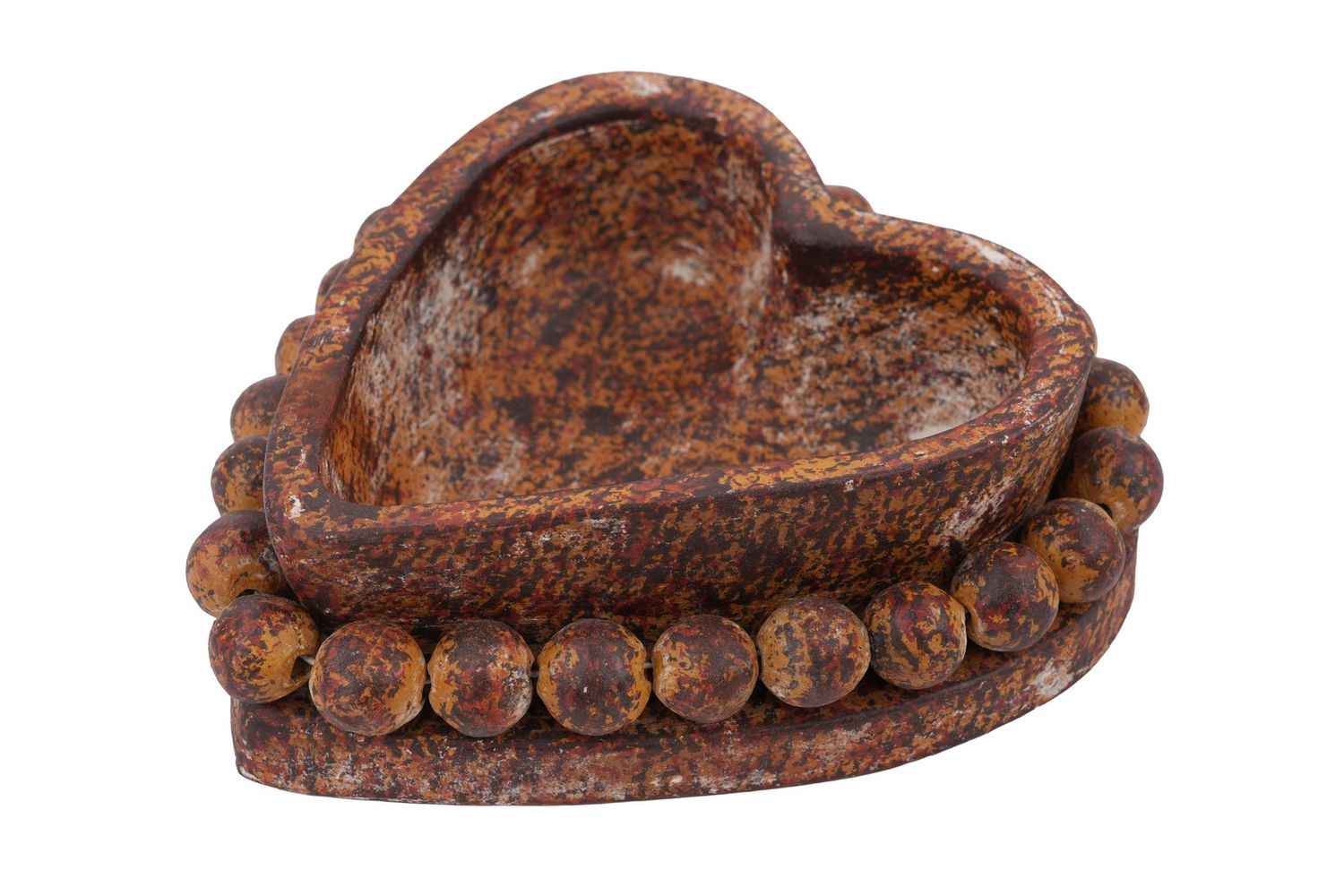 NEW SIZE-Beading Heart™-Candle Ready-Clay Candle Vessel-7 x 7 x 2 inches-Original Design-Red