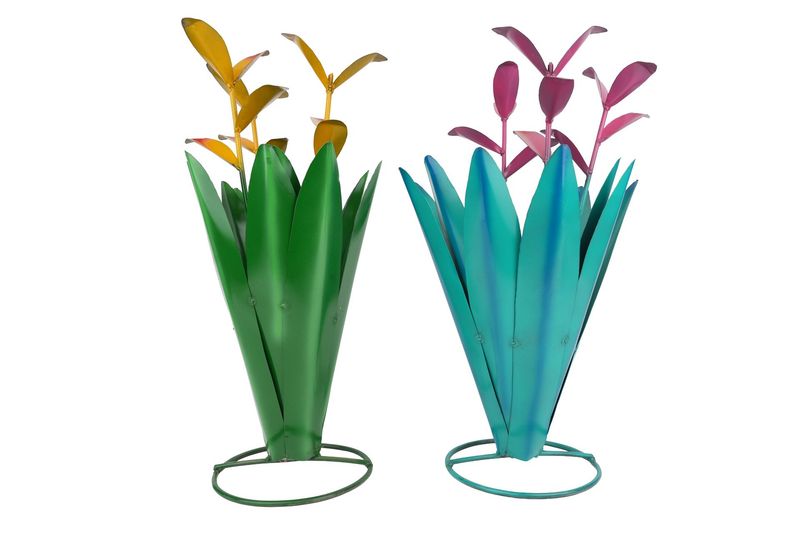 Bryce Agave-Flowering Metal Cactus-WH4-Garden-12x22H inches