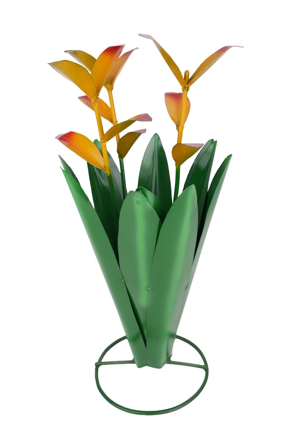 Bryce Agave-Flowering Metal Cactus-WH4-Garden-12x22H inches, Colors: Green