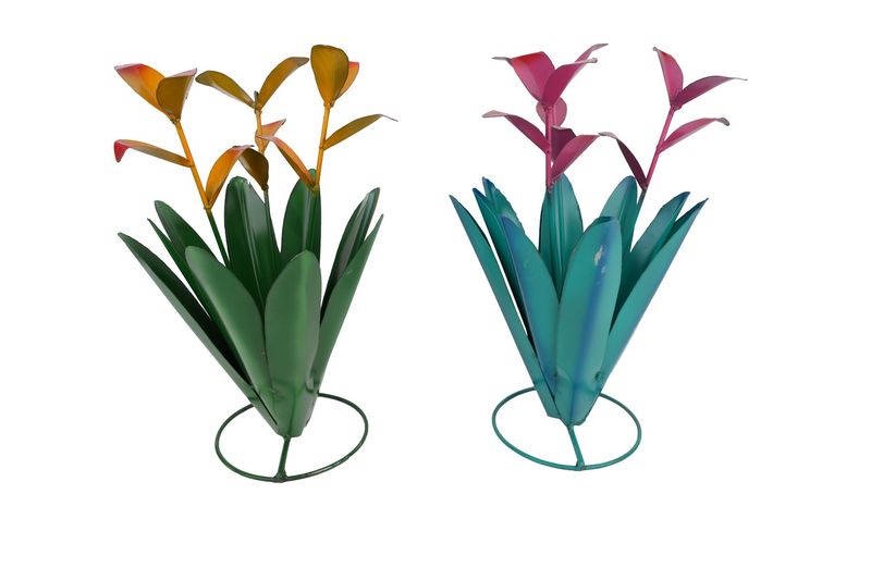 Kassie Agave-Flowering Metal Cactus-WH4-Garden-10x17H inches
