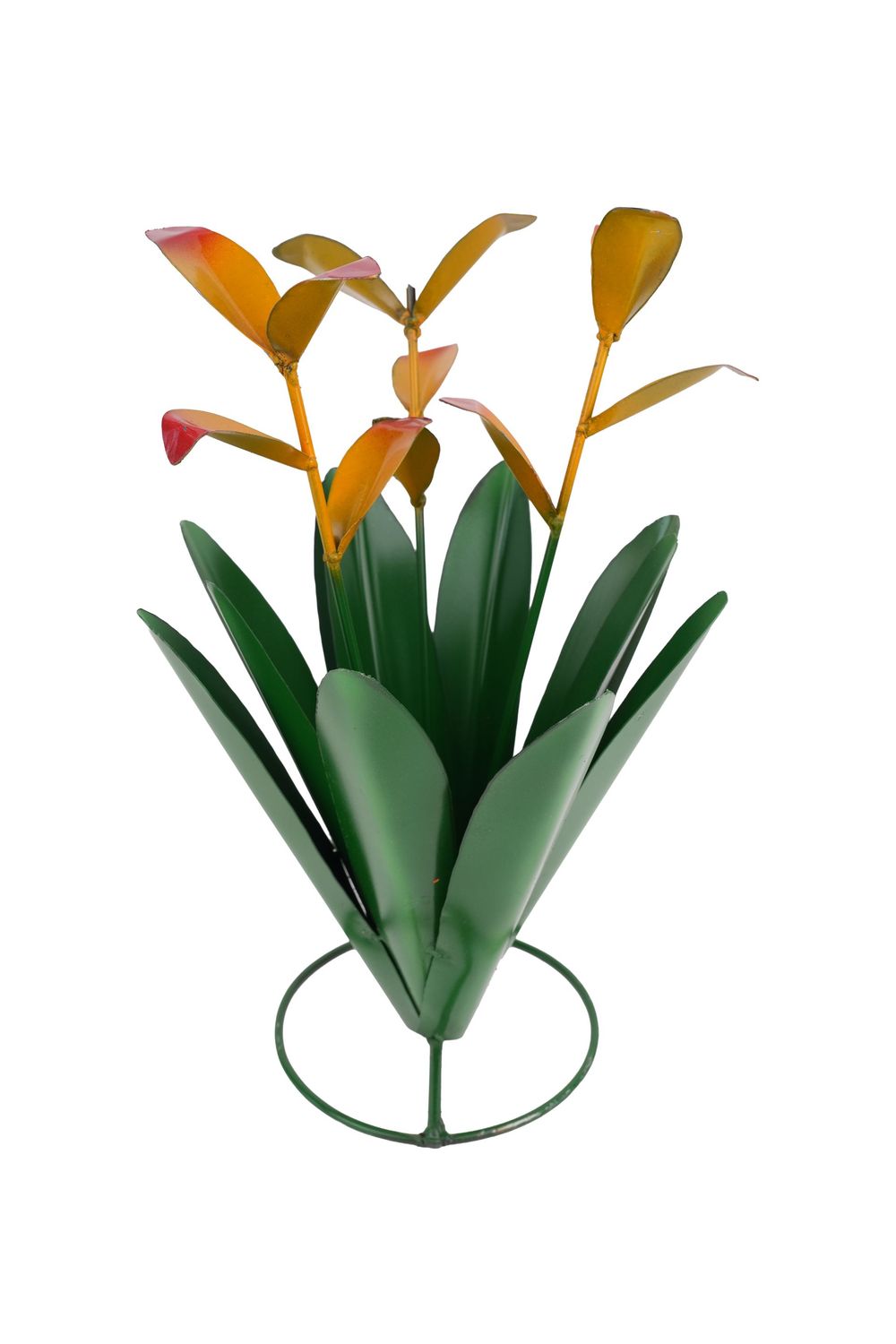 Kassie Agave-Flowering Metal Cactus-WH4-Garden-10x17H inches, Colors: Green