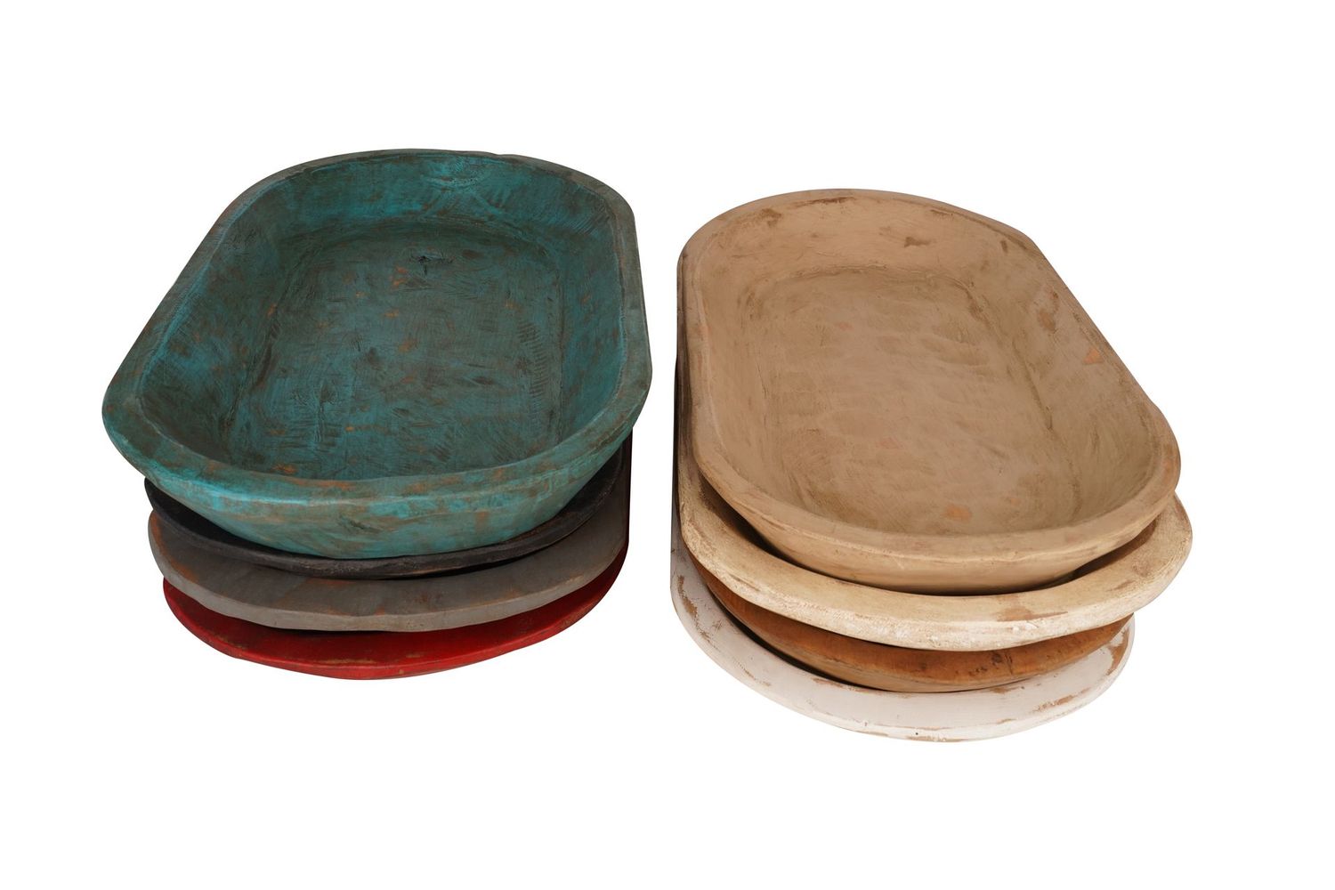 Rustic Wooden Dough Bowl-Batea-12x20 inches-Hand Carved-Colors