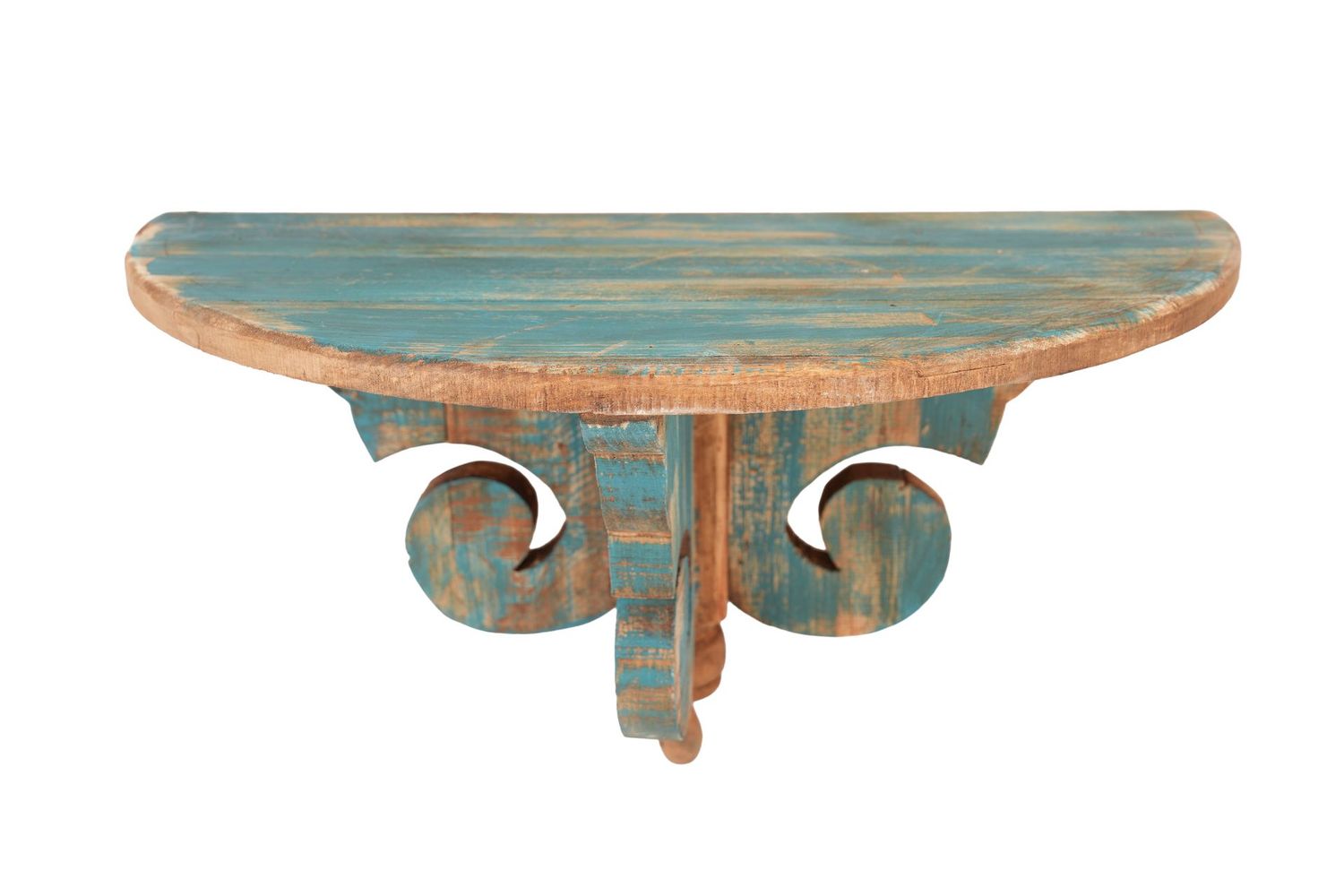 Divine Farmhouse Scroll Shelf-16x9x16H inches-Rustic Fancy-Turquoise Divine Farmhouse Scroll Shelf-16x9x16H inches-Rustic Fancy-Turquoise